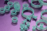 Image 3 of Mint Green Silicone Tunnels - Double Flare - Flesh Tunnels - Ear Gauges for Stretched Ears 
