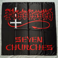 Image 1 of POSSESSED - Seven churches Flag 3' x 3' (cloth poster Banner tapestry) Old school Death metal