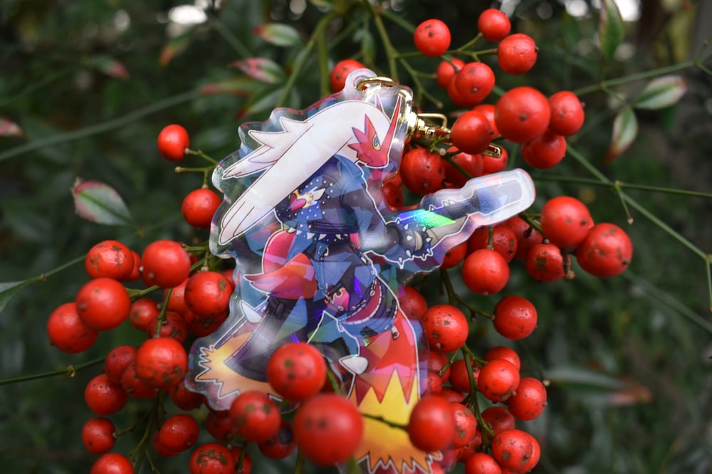 Punk-Style Blaziken Holographic Acrylic Keychain