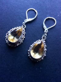 Image 4 of Sterling silver vintage upcycled Tibetan citrine earrings 