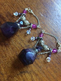 Image 5 of Amethyst perfume bottle tunnel earrings 