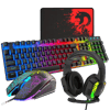 Gaming Power Combo: Rainbow LED Keyboard, Headset, Mice, and Pad