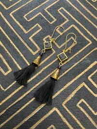 Image 1 of Geode cube tassel earrings 