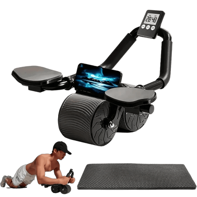 PrecisionCore Ab Roller Wheel Set: Advanced Abdominal Workout System with Automatic Rebound, Timer