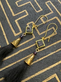 Image 2 of Geode cube tassel earrings 