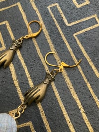 Image 3 of Titanium geode and cotton tassel earrings 