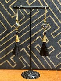 Image 3 of Geode cube tassel earrings 