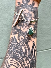 Image 2 of T-Bar + Green Gemstone Bracelet 