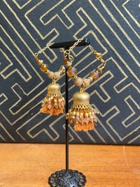 Image 3 of Gold plated Afghan tassel tunnel earrings