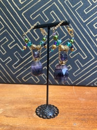 Image 4 of Fluorite perfume bottle tunnel earrings 