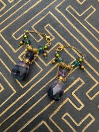 Image 1 of Fluorite perfume bottle tunnel earrings 