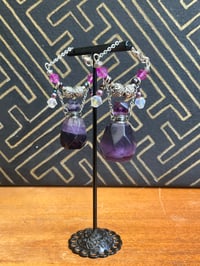 Image 4 of Amethyst perfume bottle tunnel earrings
