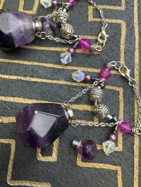 Image 3 of Amethyst perfume bottle tunnel earrings 