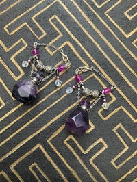 Image 1 of Amethyst perfume bottle tunnel earrings