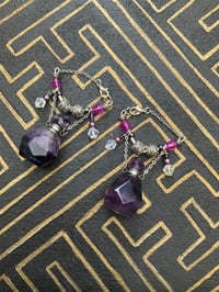 Image 1 of Amethyst perfume bottle tunnel earrings 