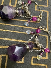 Image 2 of Amethyst perfume bottle tunnel earrings 