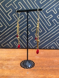 Image 3 of Yellow brass blood drop dagger earrings 