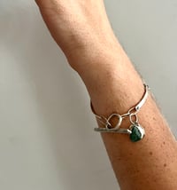 Image 1 of T-Bar + Green Gemstone Bracelet 