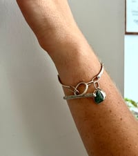 Image 3 of T-Bar + Green Gemstone Bracelet 