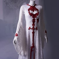 Image 3 of White Red gothic wedding dress, Dracula Bride, alternative gown ball