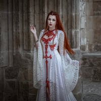 Image 6 of White Red gothic wedding dress, Dracula Bride, alternative gown ball