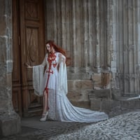 Image 7 of White Red gothic wedding dress, Dracula Bride, alternative gown ball