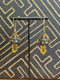 Image 1 of Beaded Citrine prism drop earrings 