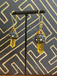 Image 2 of Beaded Citrine prism drop earrings 