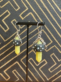 Image 2 of Beaded Lemon Jade prism earrings 