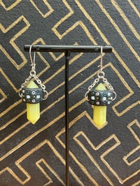 Image 1 of Beaded Lemon Jade prism earrings