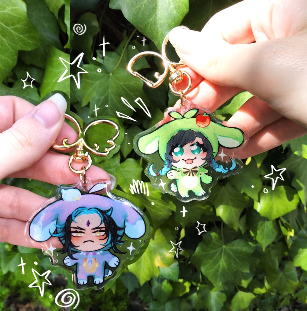 Image of Genshin Impact Xiao × Venti matching glitter charms