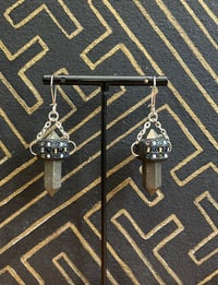 Image 1 of Beaded Pyrite prism point earrings