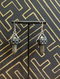 Image 1 of Beaded Pyrite prism point earrings 