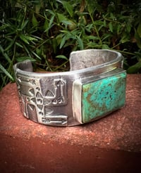 Image 3 of WL&A Handmade Whirling Log Royston Turquoise Cuff - Size to 7.25 to 7.5" Wrist - 150 Grams