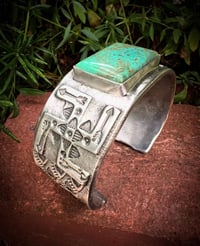 Image 6 of WL&A Handmade Whirling Log Royston Turquoise Cuff - Size to 7.25 to 7.5" Wrist - 150 Grams