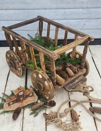 Image 1 of Wooden rustic  cart trolley brown natural  BIG