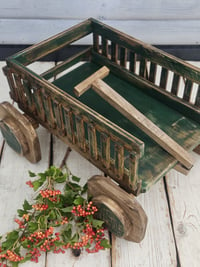 Image 3 of Wooden rustic  cart trolley brown & green   natural  BIG