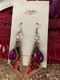 Fuchsia Drop Rhinestone Earrings
