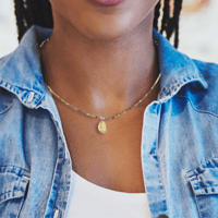 Image 2 of Tiny Gemstone Necklace with Citrine Pendant