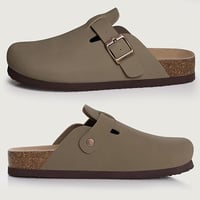 Faux Leather Clogs Brown