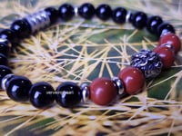 Image 4 of Red Jasper  /Black onyx Bracelet/Stretch Bracelet/Gemstone Bracelet
