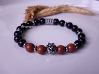 Image 5 of Red Jasper  /Black onyx Bracelet/Stretch Bracelet/Gemstone Bracelet