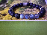 Image 1 of Labradorite/lava Bead Gemstone Bracelet/Men Bracelet/Stretch Bracelet
