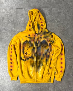 Image of COLD F33T - Polka Dot Zip-Up Hoodie (Mustard)