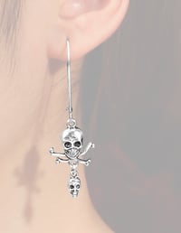 Image 3 of 3 pairs Vintage Silver Skeleton Dangling Earrings