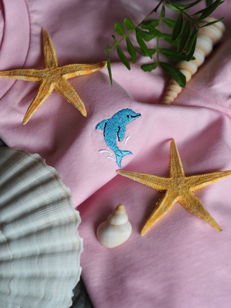 Image of  Summer Sprinkle Tee, Dolphin - Cotton Pink