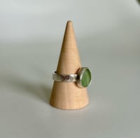 Image 2 of Pale Green Sea Glass Ring - 4mm Band - Size Q