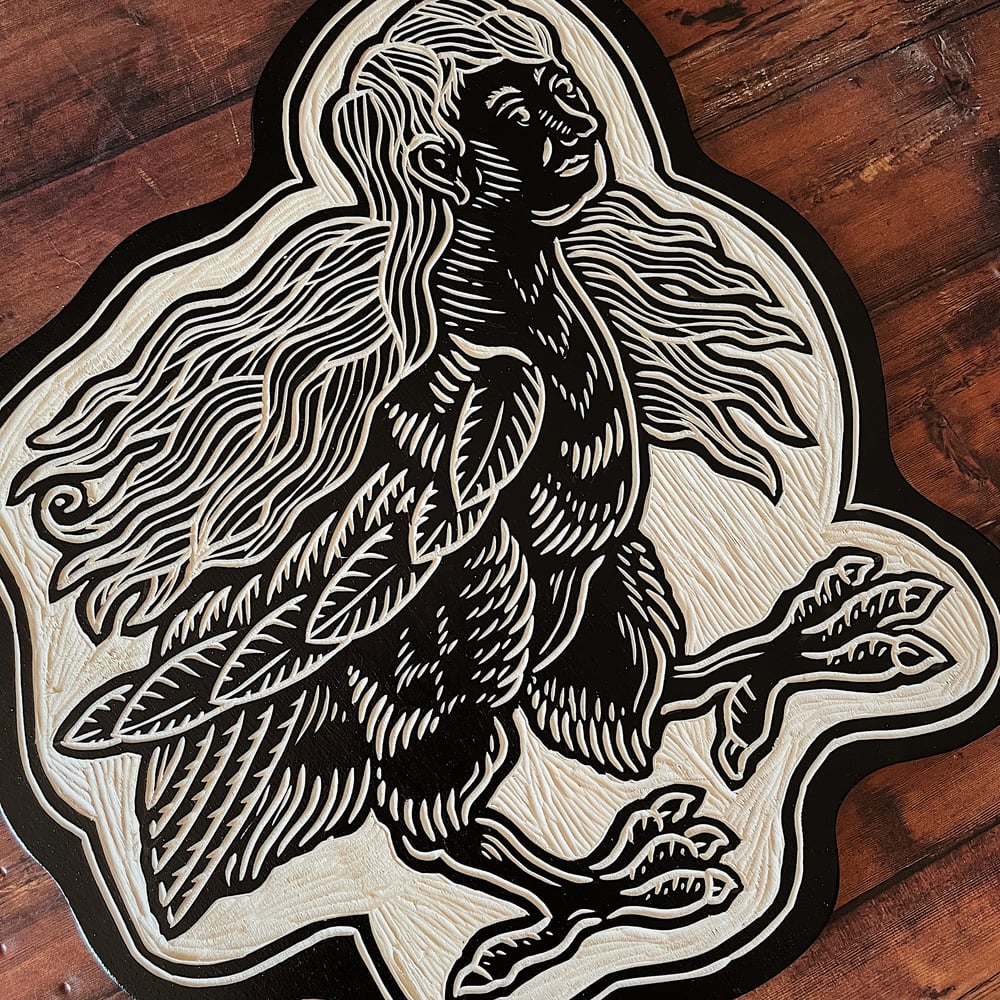 Image of Harpy Woodcut