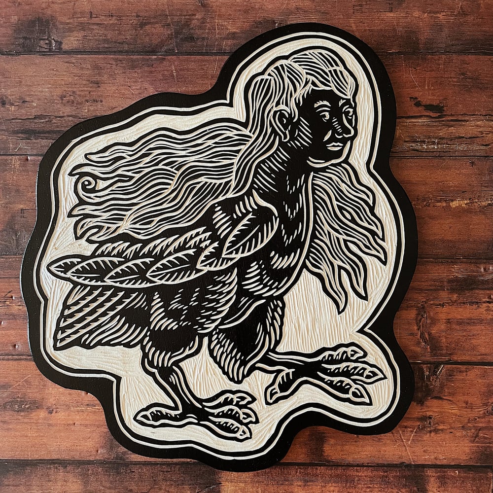 Image of Harpy Woodcut