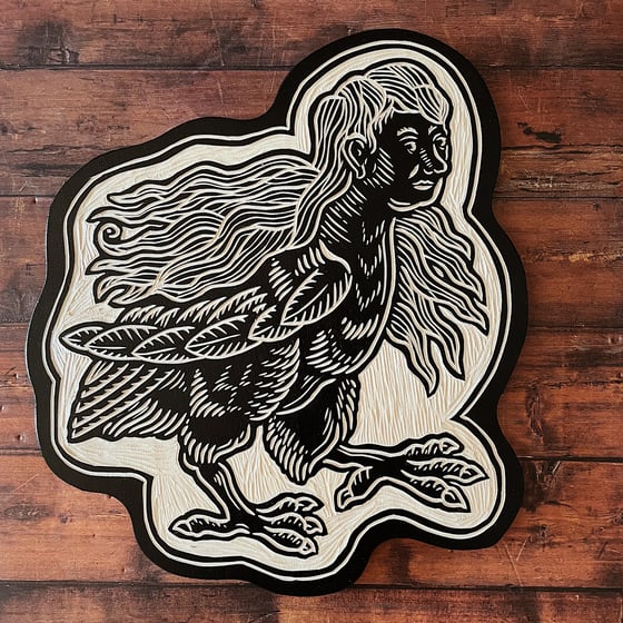 Image of Harpy Woodcut